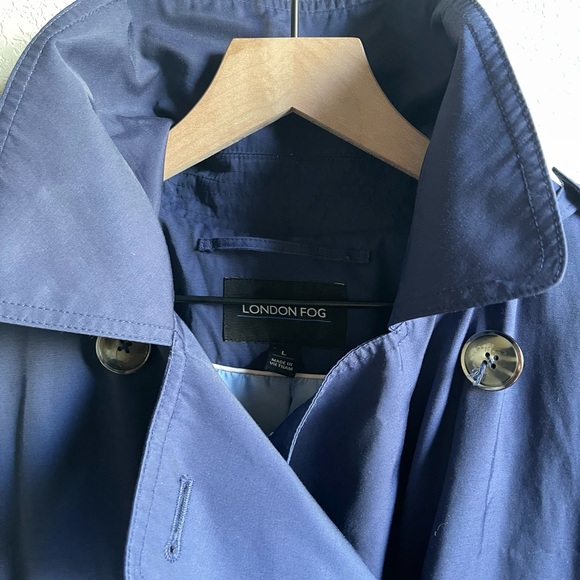 London Fog Classic Blue Trench Coat - Picture 2 of 3